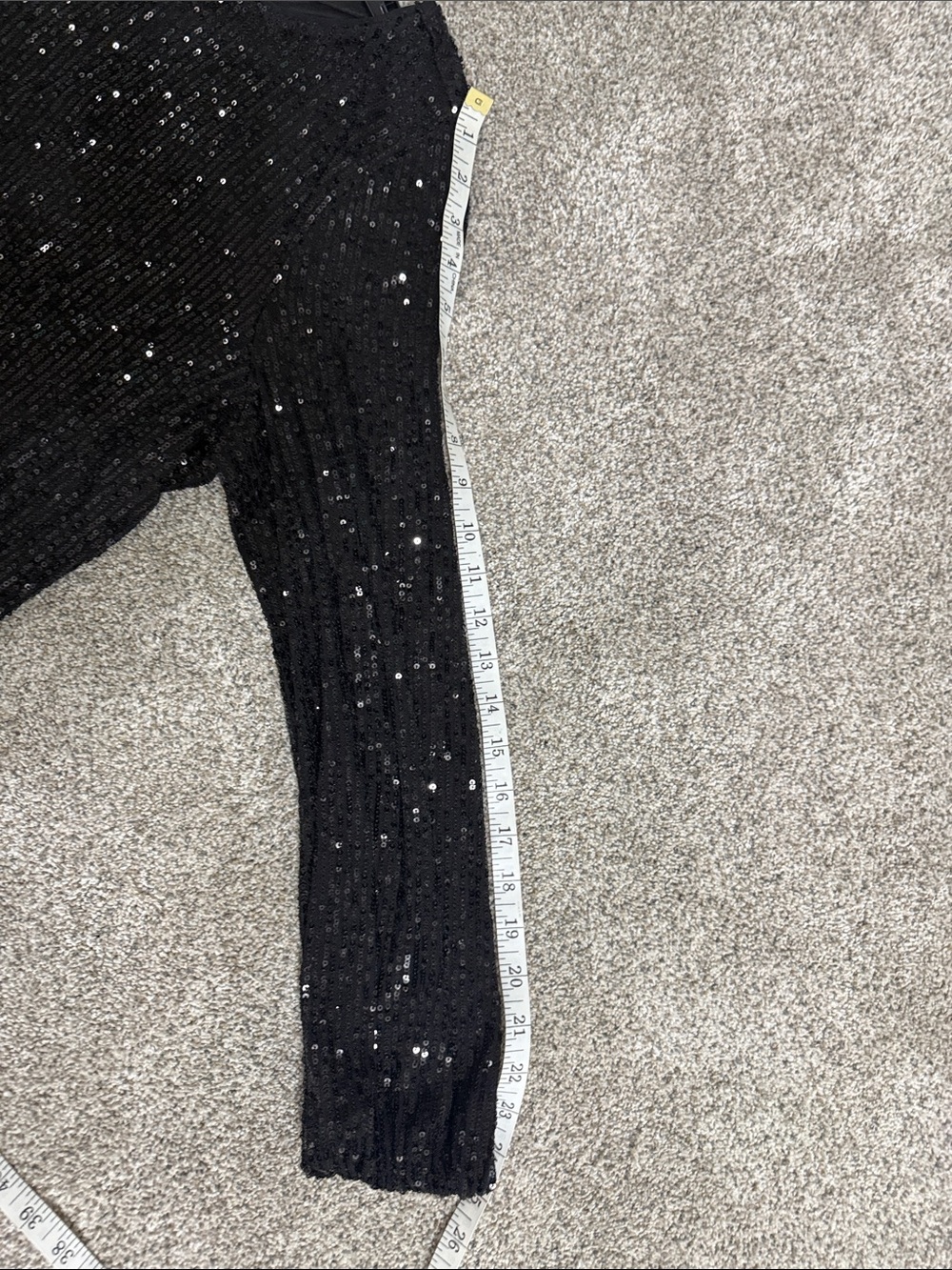 Crown and Ivy PM Black Sequin Long Sleeve Shift Dress optional belt - Picture 10 of 11